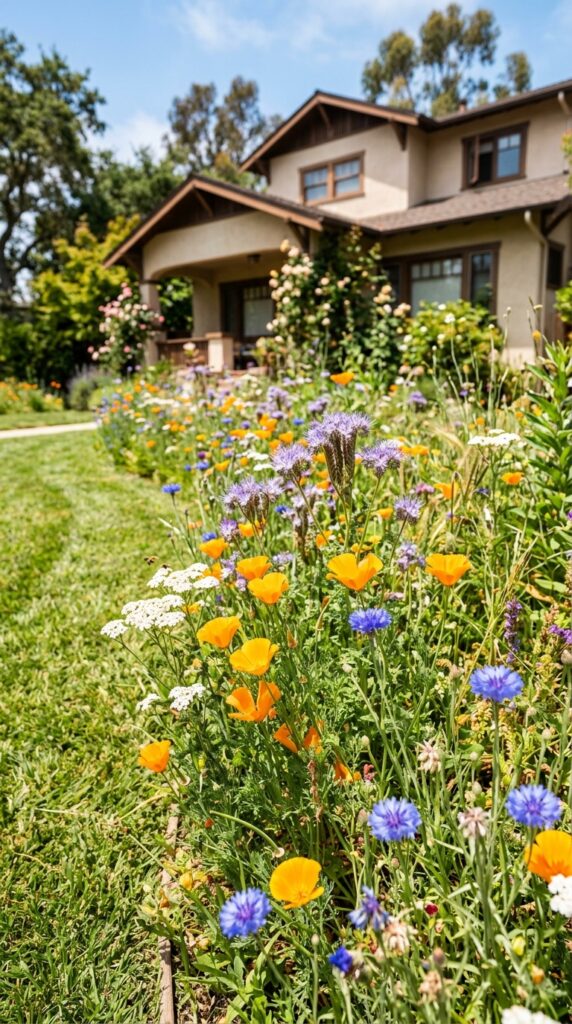 10 a sun drenched shot of a casual wildflower patch a