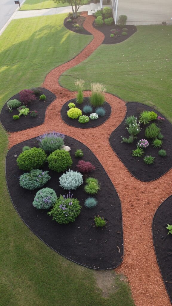 10 overhead angle wide shot of a front yard featuring