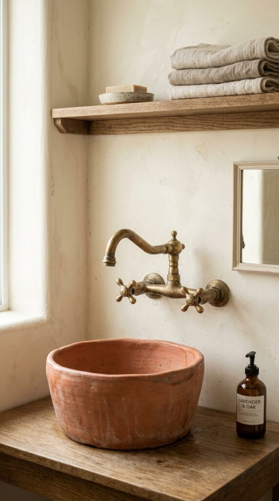 11 a close up shot of a small bathroom vanity area wi