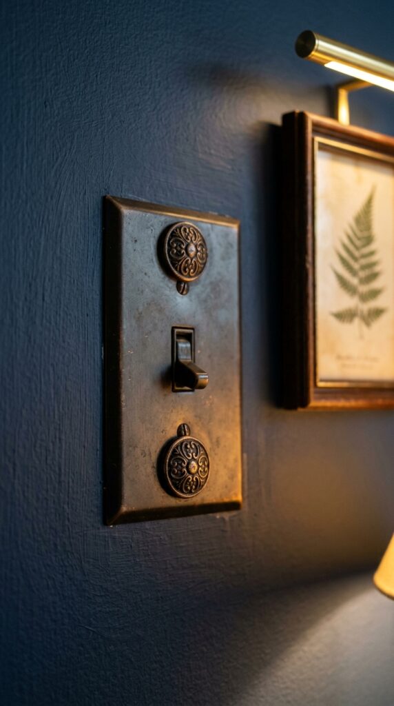 11 a macro photograph of a switch plate with decorati