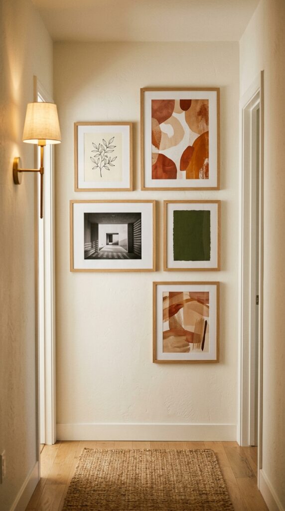 11 a narrow hallway or small living room wall with a 