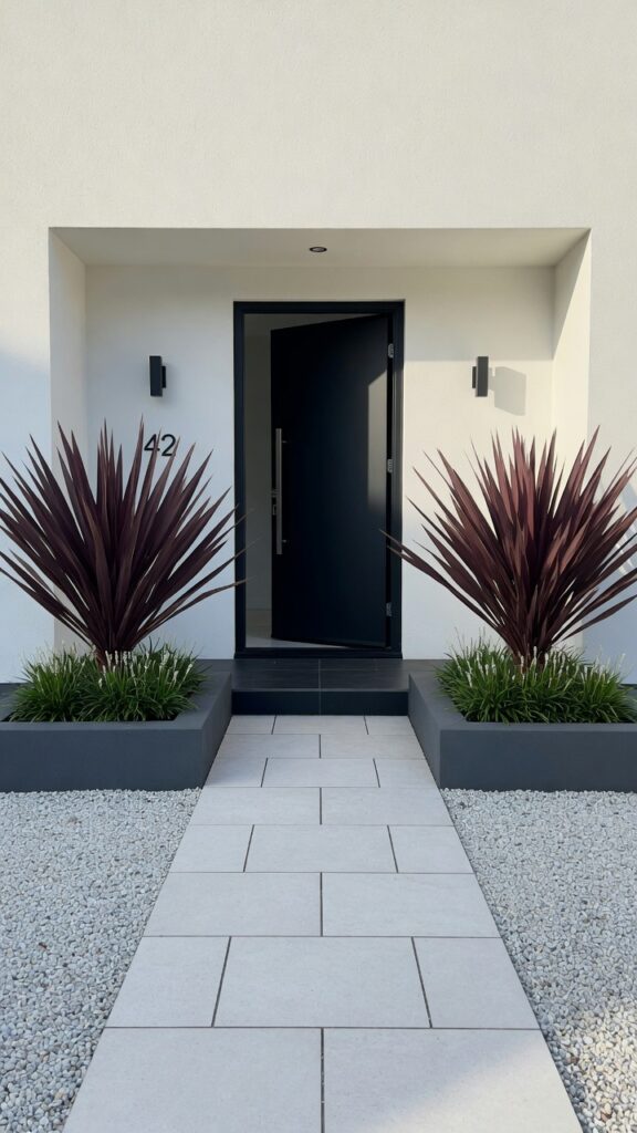 11 a perfectly symmetrical modern front entry photogr
