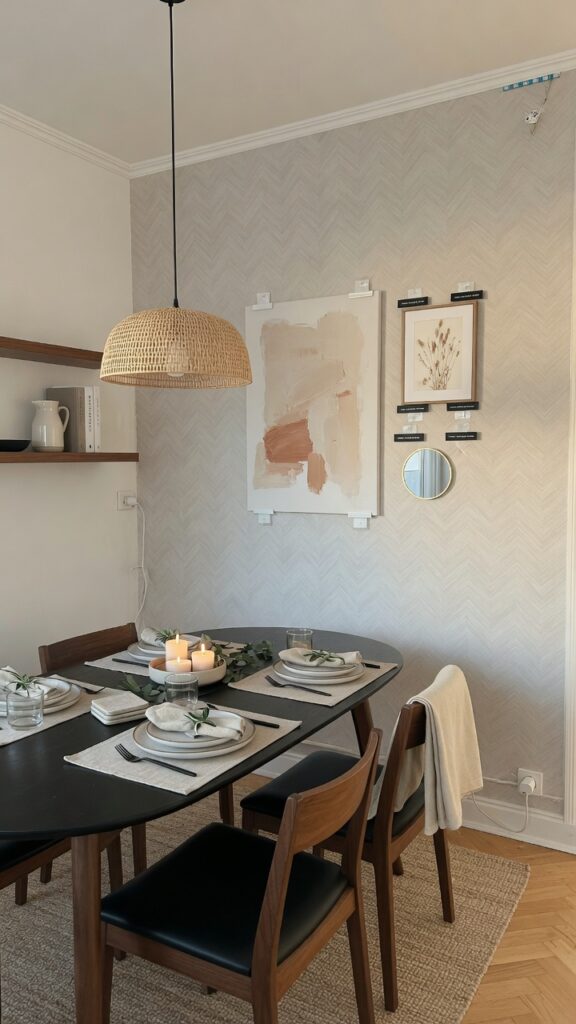 11 photorealistic image of a modern dining room featu