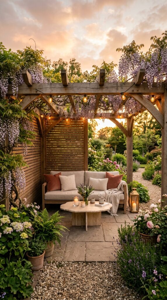 12 a wide 28mm shot at golden hour a corner pergola w