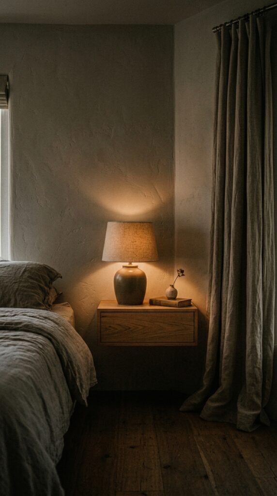 2 a bedroom corner painted in warm white with the fa