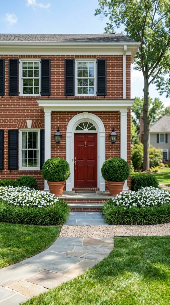 2 a perfectly symmetrical front entry photographed s