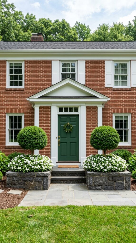 2 a symmetrical architectural shot of a front entran