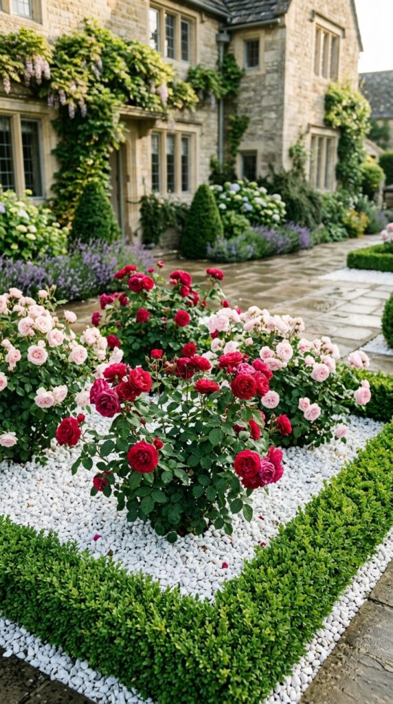 4 eye level garden shot of a formal front yard bed f
