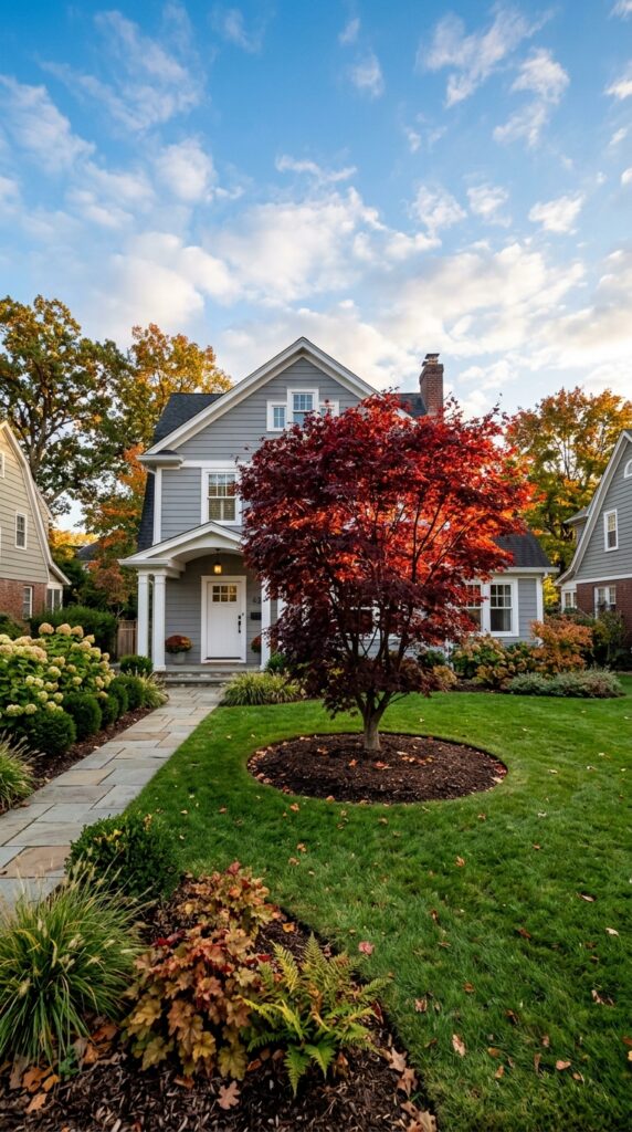 5 a wide angle residential front yard shot featuring