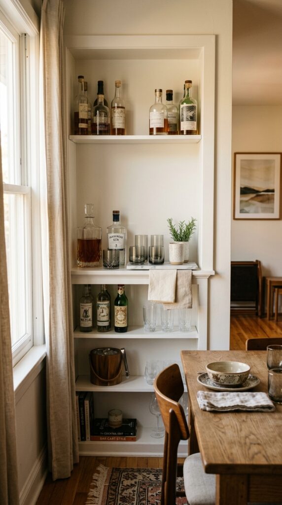 5 a wide shot of a built in dining room alcove with 