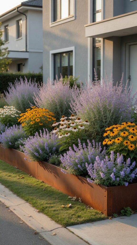 6 a contemporary front garden photographed in warm a