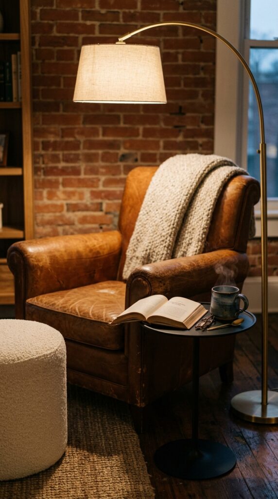 6 a styled vignette shot of a cozy reading corner a 