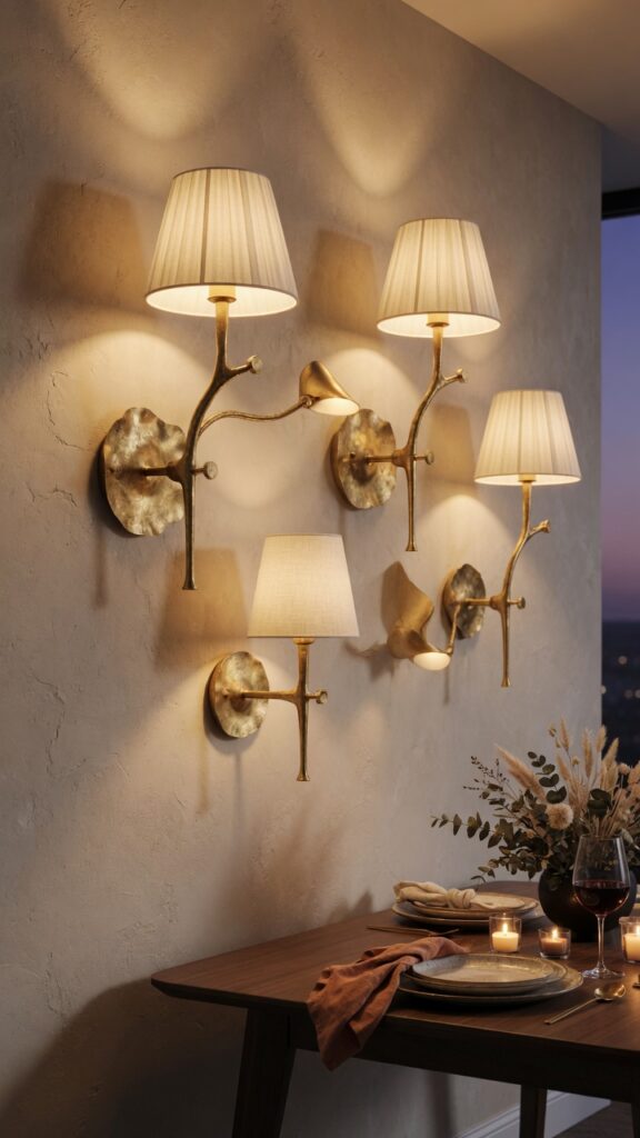 6 photorealistic evening shot of a modern dining roo