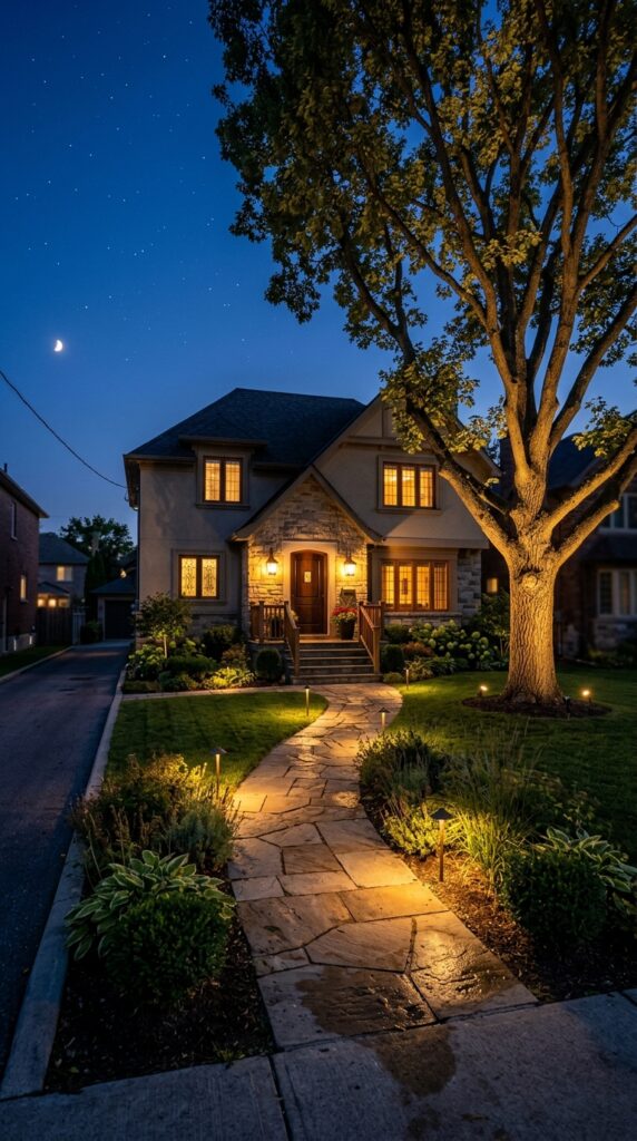 7 a dusk to dark wide residential exterior shot show