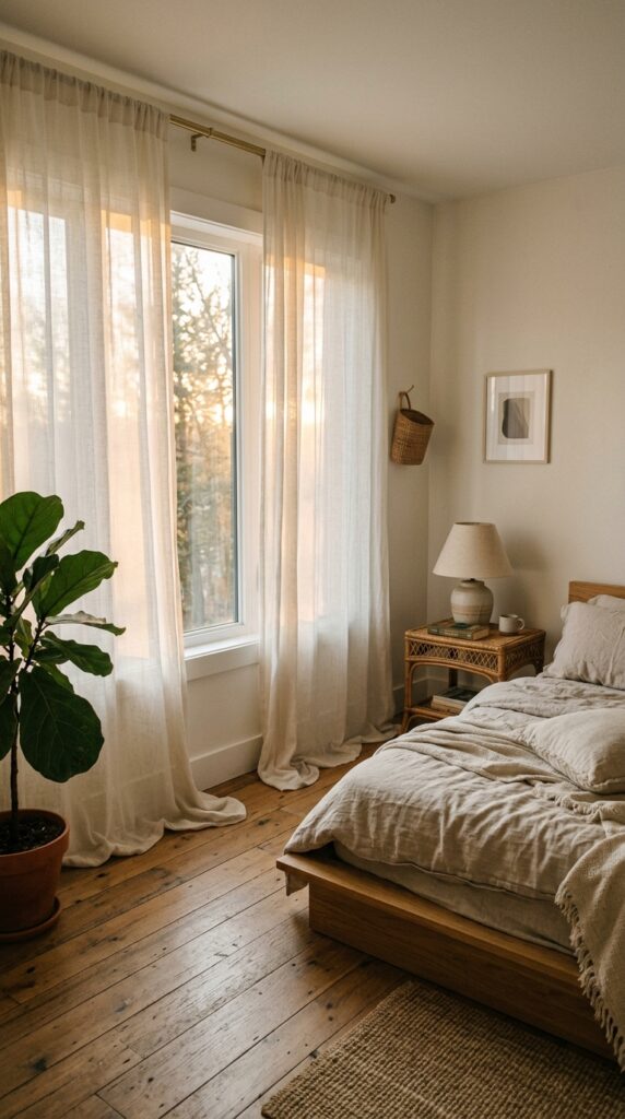 7 a wide photograph of a bedroom corner at golden ho