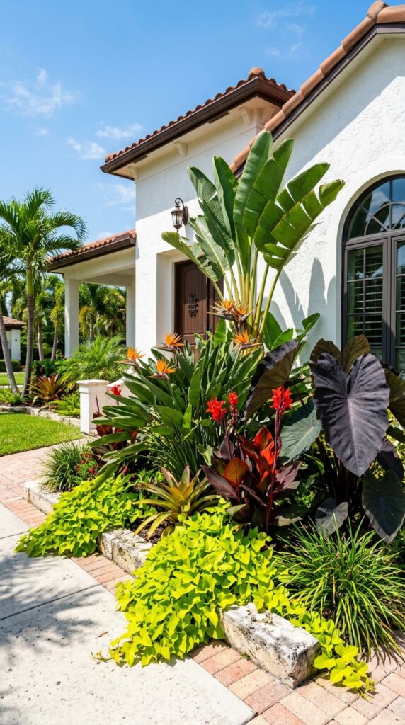 8 a bold tropical front bed photographed in bright f