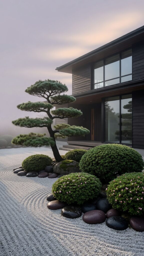 8 a serene japanese influenced front garden bed phot