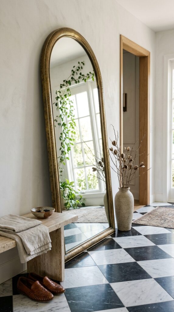 8 a wide photograph of a large arched antique brass 