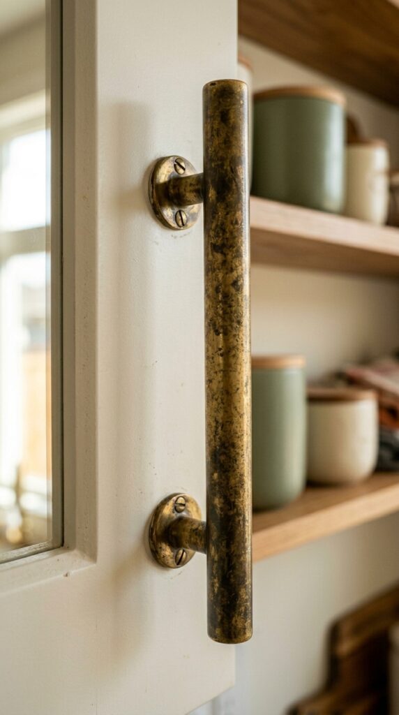 8 an extreme close up of a kitchen cabinet door pull
