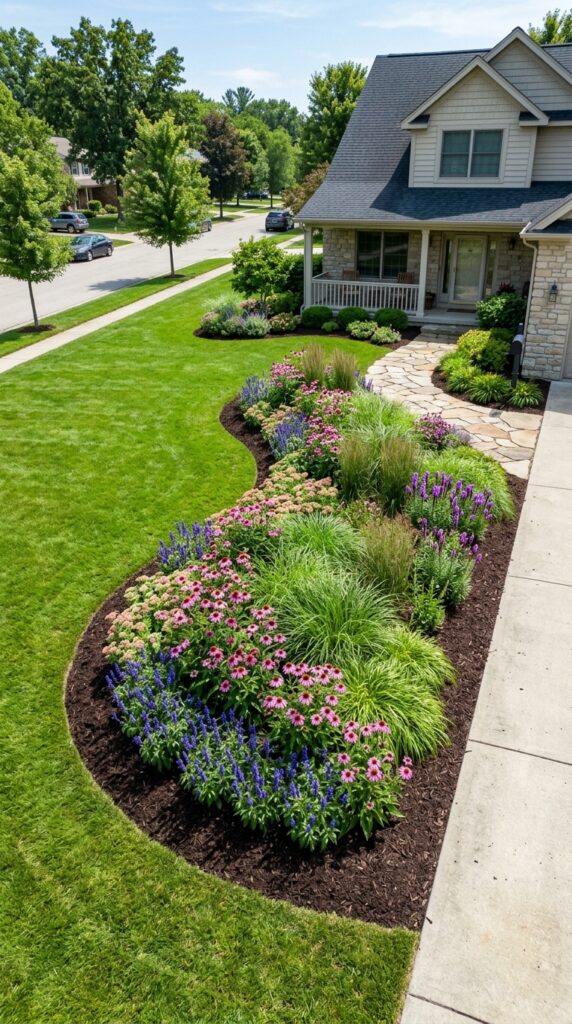 8 an overhead adjacent wide shot of a front yard wit