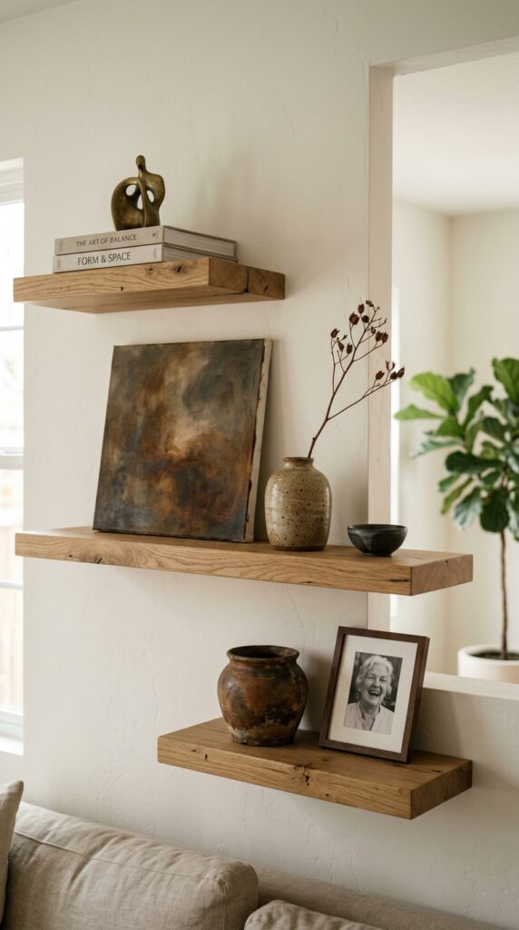 9 a close up photograph of three thick floating oak 