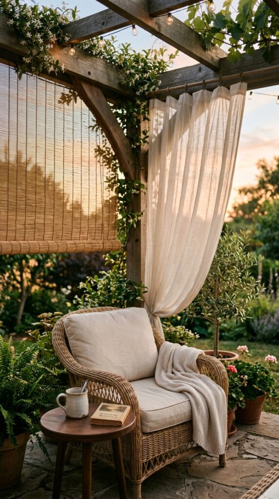 9 a medium 35mm shot at early evening a pergola corn