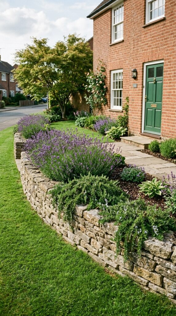 9 a mid range shot of a tidy front yard featuring a 
