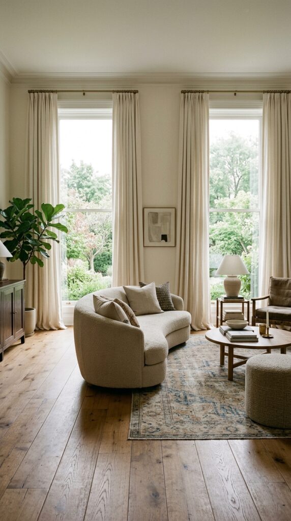9 image prompt a wide shot of a transitional living 