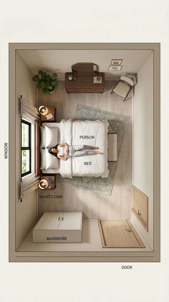 001 image prompt a bedroom layout viewed from above sh