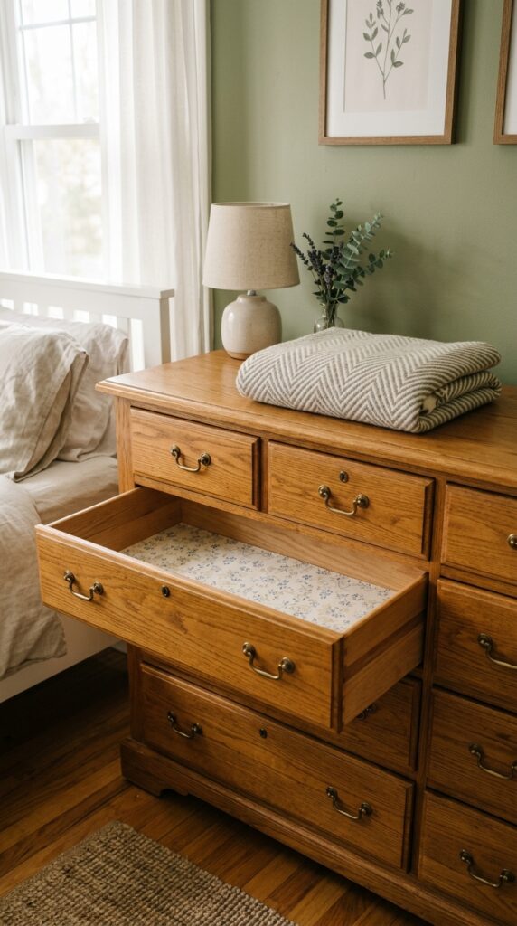 25 Guest Bedroom Ideas That Feel Welcoming And Practical 001 image prompt a dresser in a guest bedroom with one