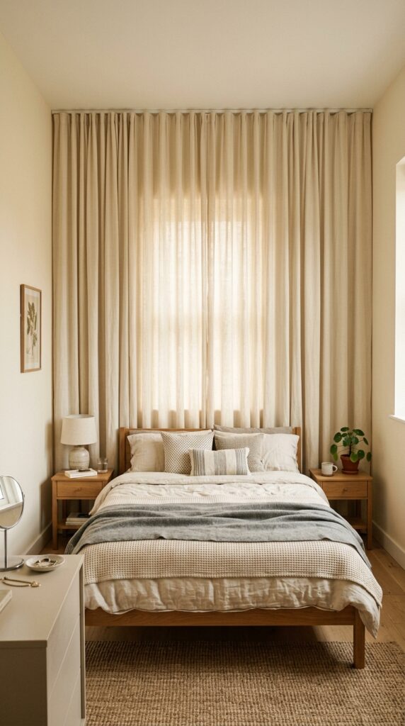 001 image prompt a small bedroom with one narrow windo