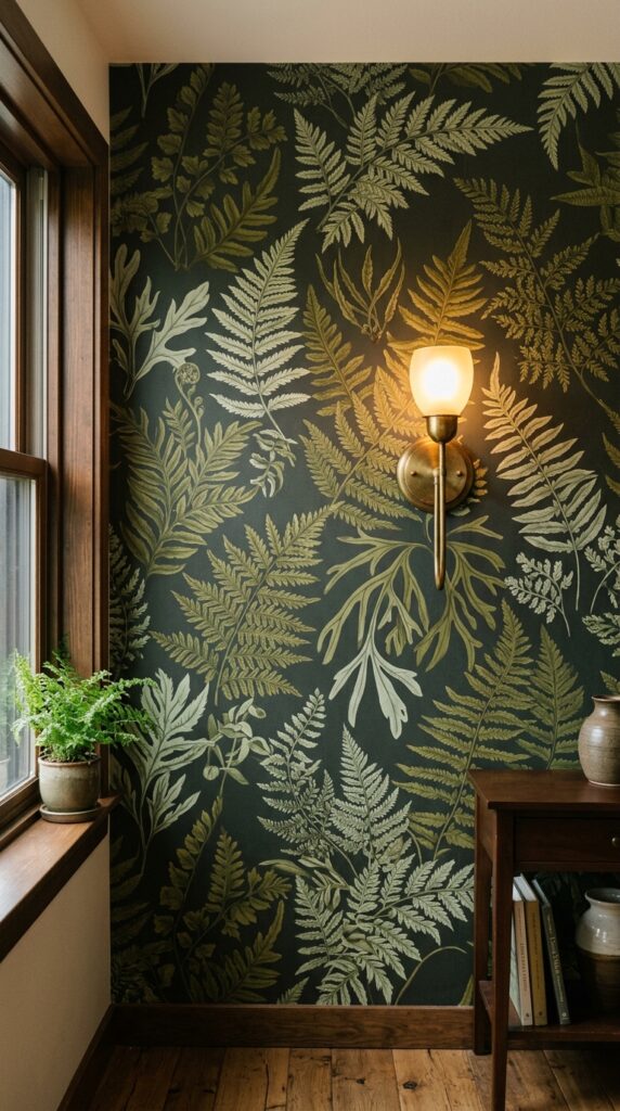 001 image prompt a wall covered in wallpaper with a da