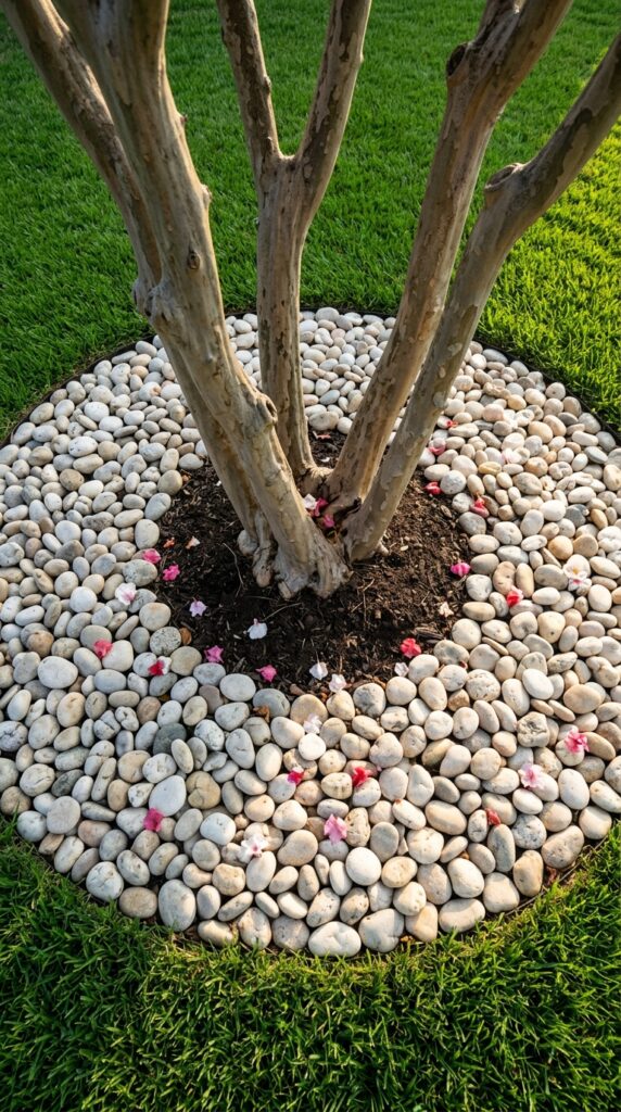 002 a close up overhead shot of the base of a large mu crape myrtle base with river 202605200737