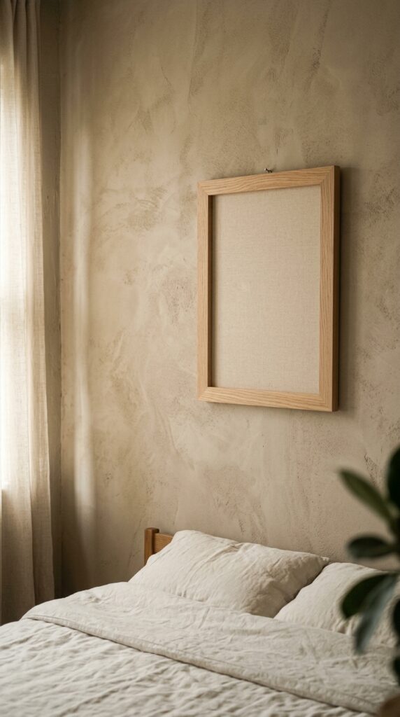 002 a serene bedroom wall photographed in soft morning