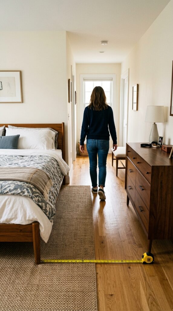 002 image prompt a bedroom hallway showing a clear pat