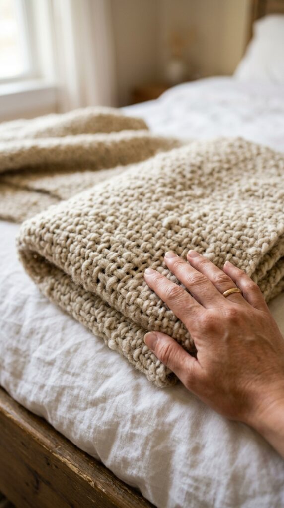 002 image prompt a close up of a woven wool blanket in