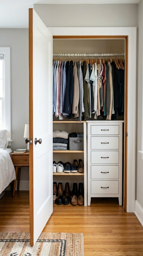 002 image prompt a closet with a small dresser tucked 