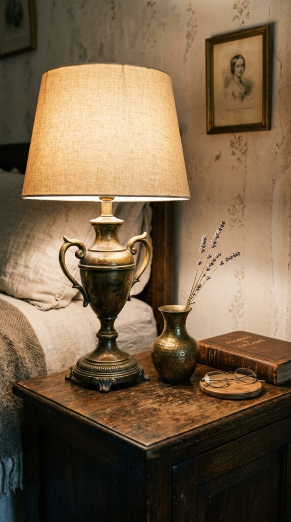 003 image prompt a brass bedside lamp with visible pat