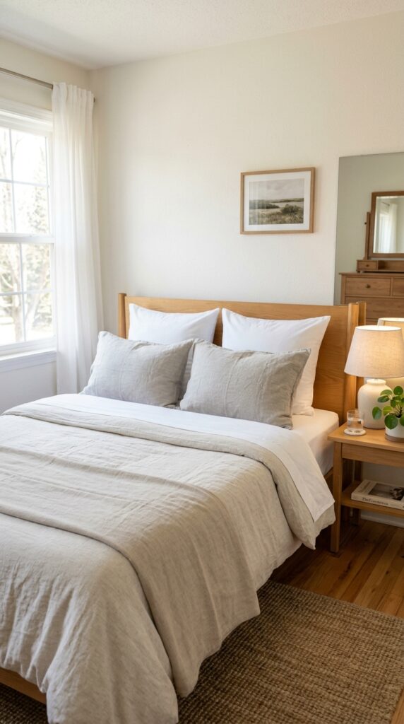 25 Guest Bedroom Ideas That Feel Welcoming And Practical 003 image prompt a guest bed with four pillows arrange