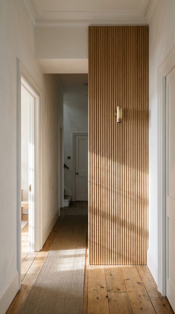 003 image prompt a hallway with white plaster walls in