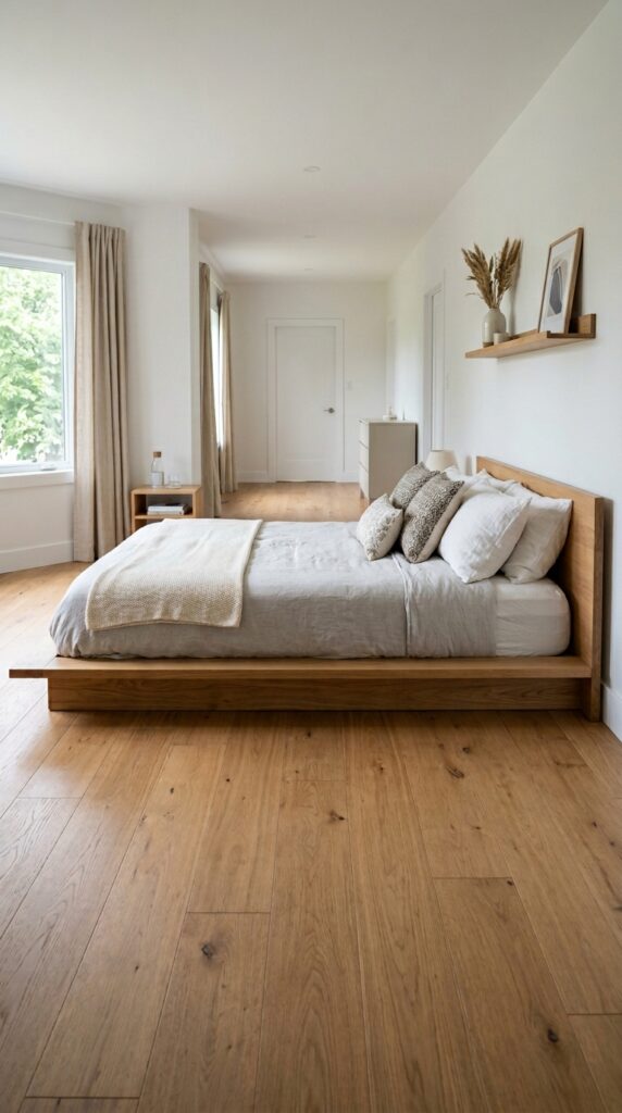 003 image prompt a low platform bed with no footboard 