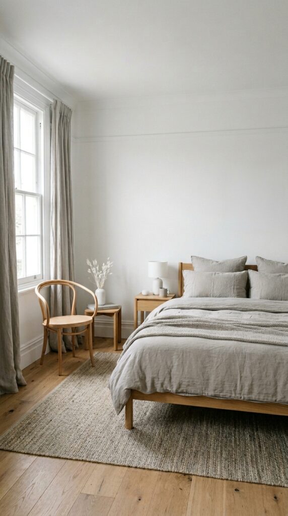 004 image prompt a bedroom using exactly two colors wh