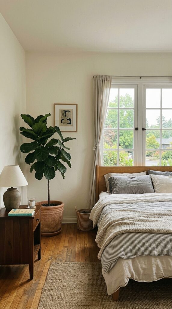 004 image prompt a bedroom where the window is not cen