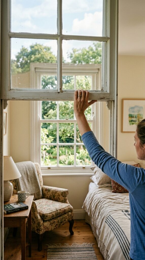 25 Guest Bedroom Ideas That Feel Welcoming And Practical 004 image prompt a hand reaching up to open a double h