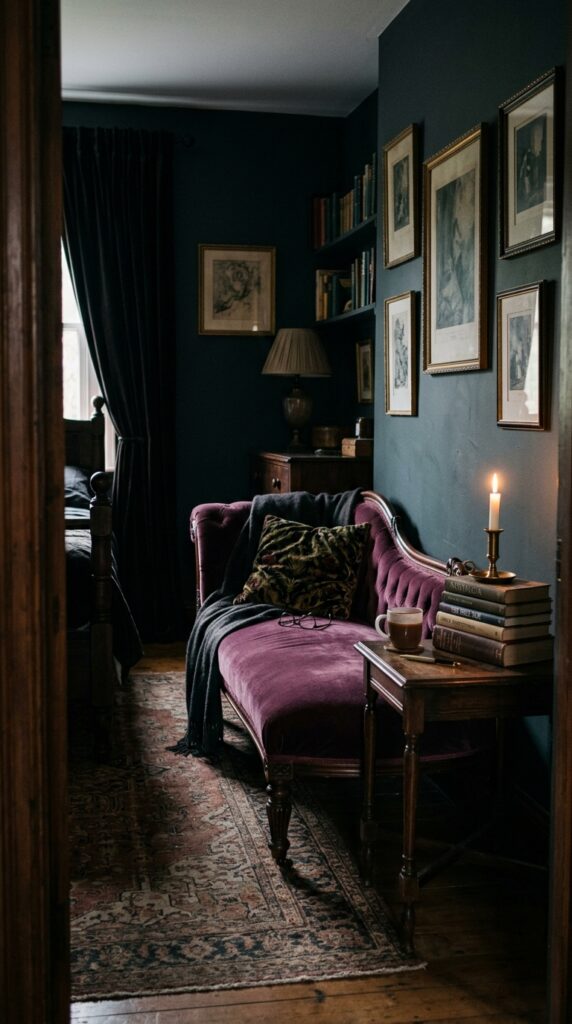 004 image prompt a velvet chaise longue in a deep plum