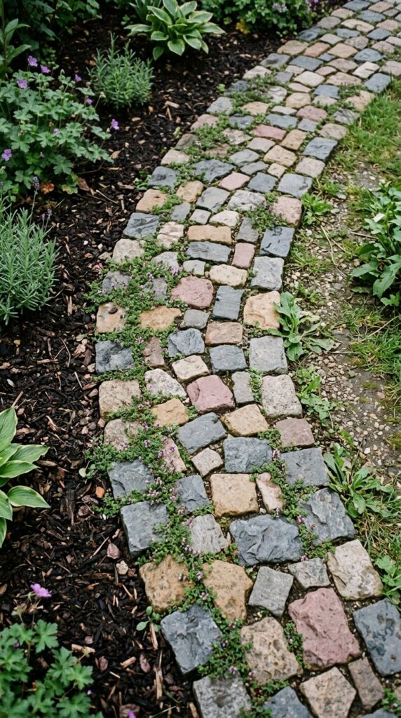 005 a detailed top down shot of a flower bed border ma flower bed border mosaic cobbles… 202605202127