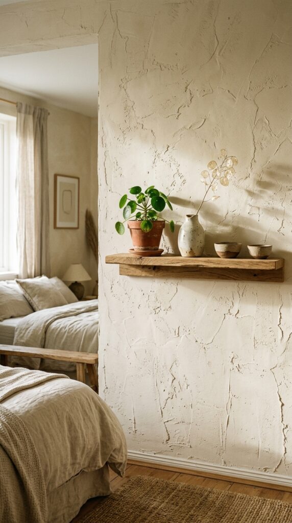 006 a bedroom wall painted in a warm cream color with 