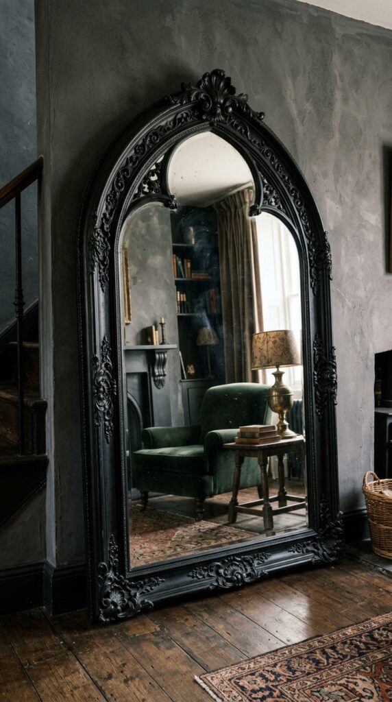 006 image prompt a large arched mirror with an ornate 