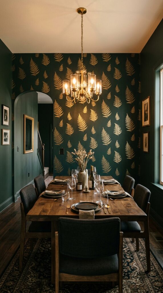 006 image prompt a single accent wall in a dining room
