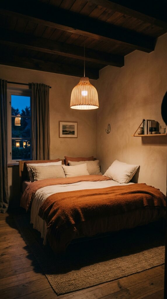 006 image prompt a small bedroom with no nightstands a